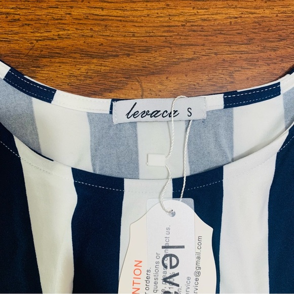 NEW LEVACA Flowy Blue and White Striped Midi Dress - Picture 8 of 11